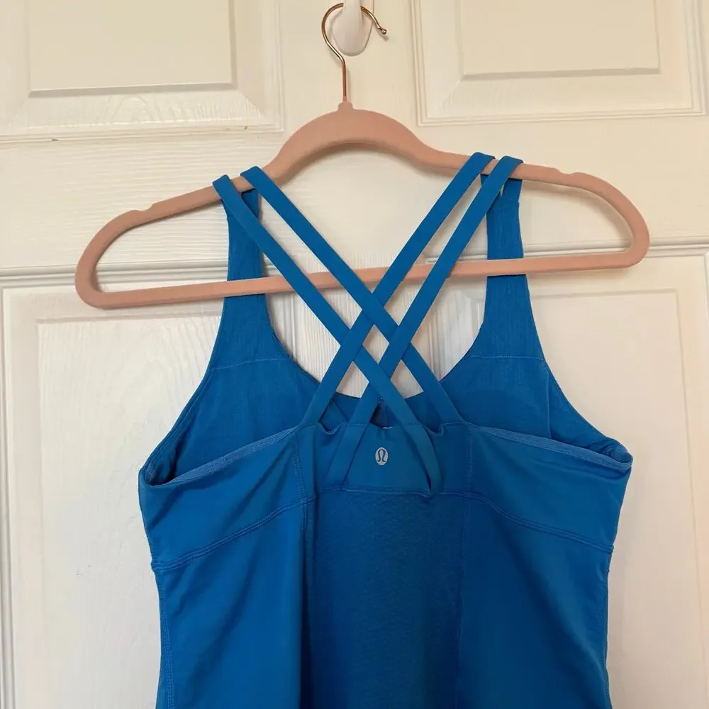 Lululemon Women Tank Top Blue Paisley Strappy Back‎ 10 - Picture 2 of 7